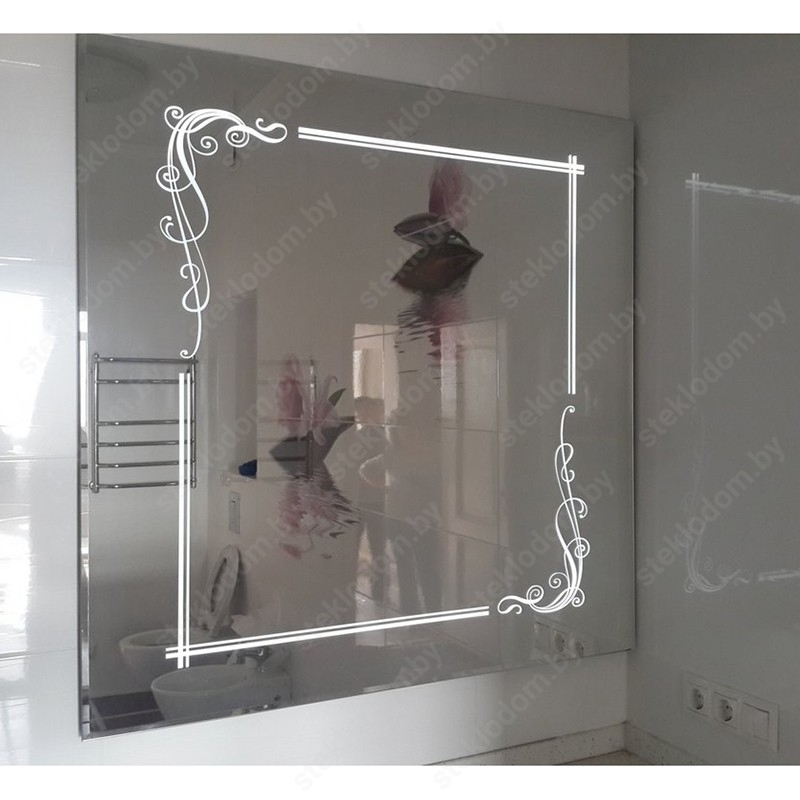 Зеркало с полировкой и пескоструйным рисунком BM-15